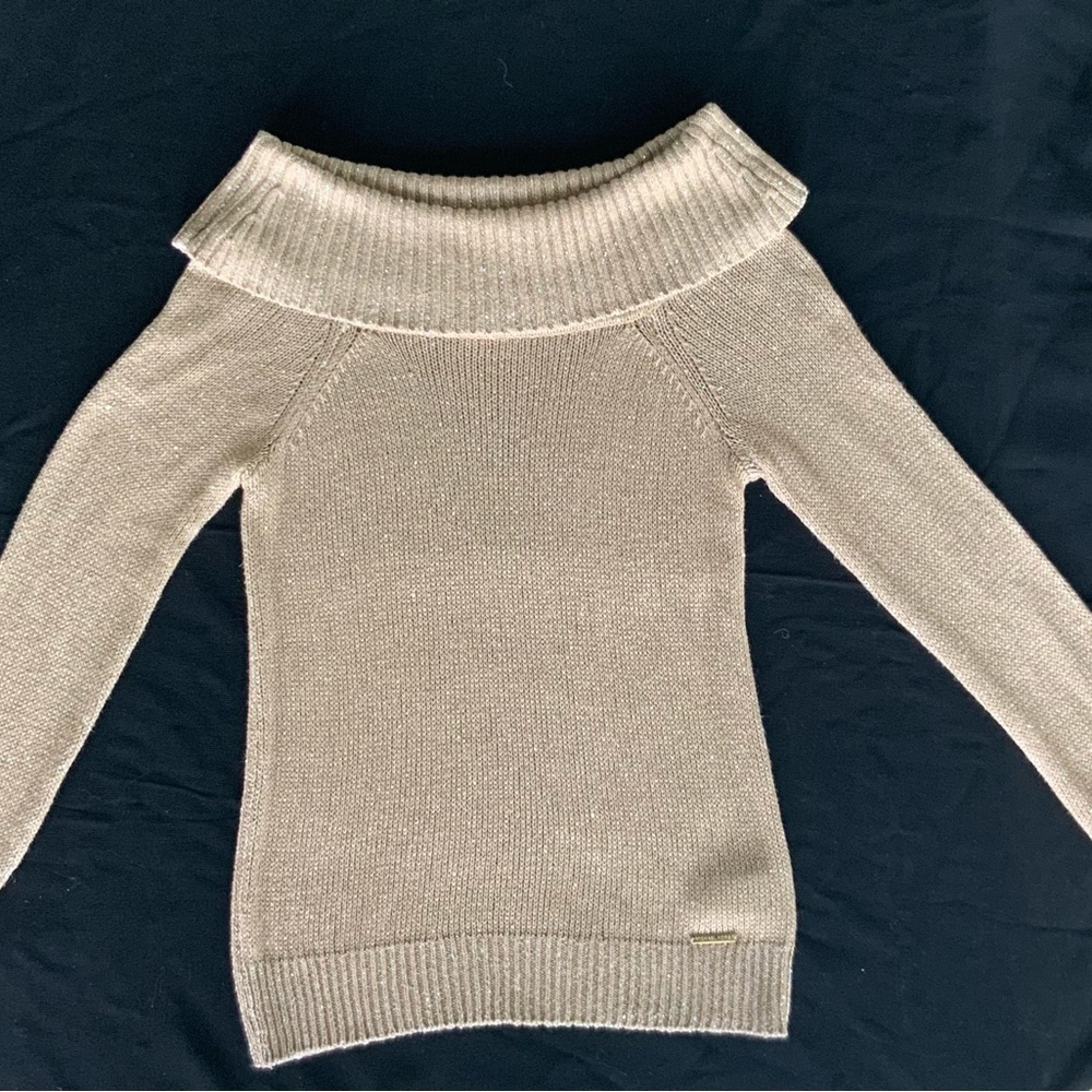 Michael Michael Kors gold sequin sweater. Off the shoulder cowl - Picture 6 of 10